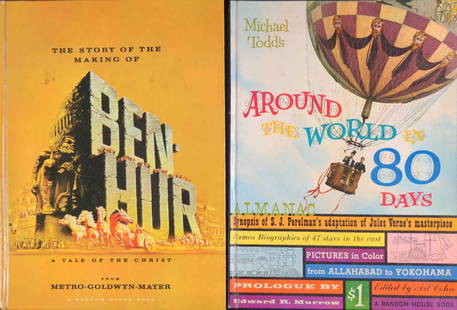 Vintage Movie Books Ben Hur Around The World 80 Days: This lot includes: (1) Michael Todd's "Around The World In 80 Days" Almanac hardcover. Synopsis of S.J. Pearnman's adaptation of Jules Verne's Masterpiece.Cameo biographies of 47 stars in the cast. Pi