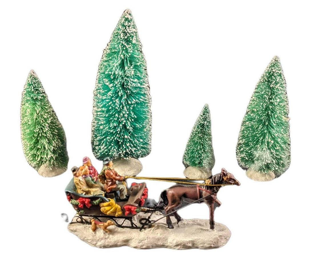 Christmas St. Nicholas Sleigh Ride Figurine & Frosted Trees (1 of 10)