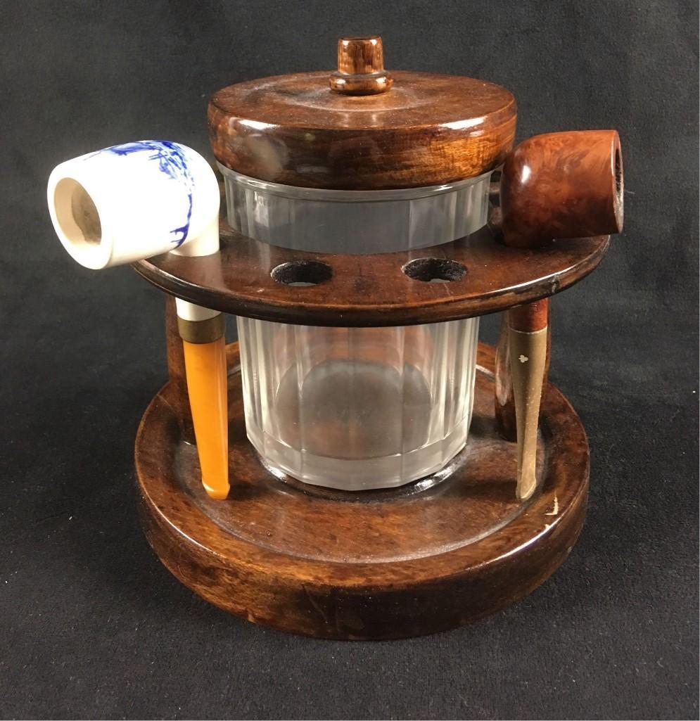 Vintage Walnut Pipe Stand And Humidor (1 of 10)