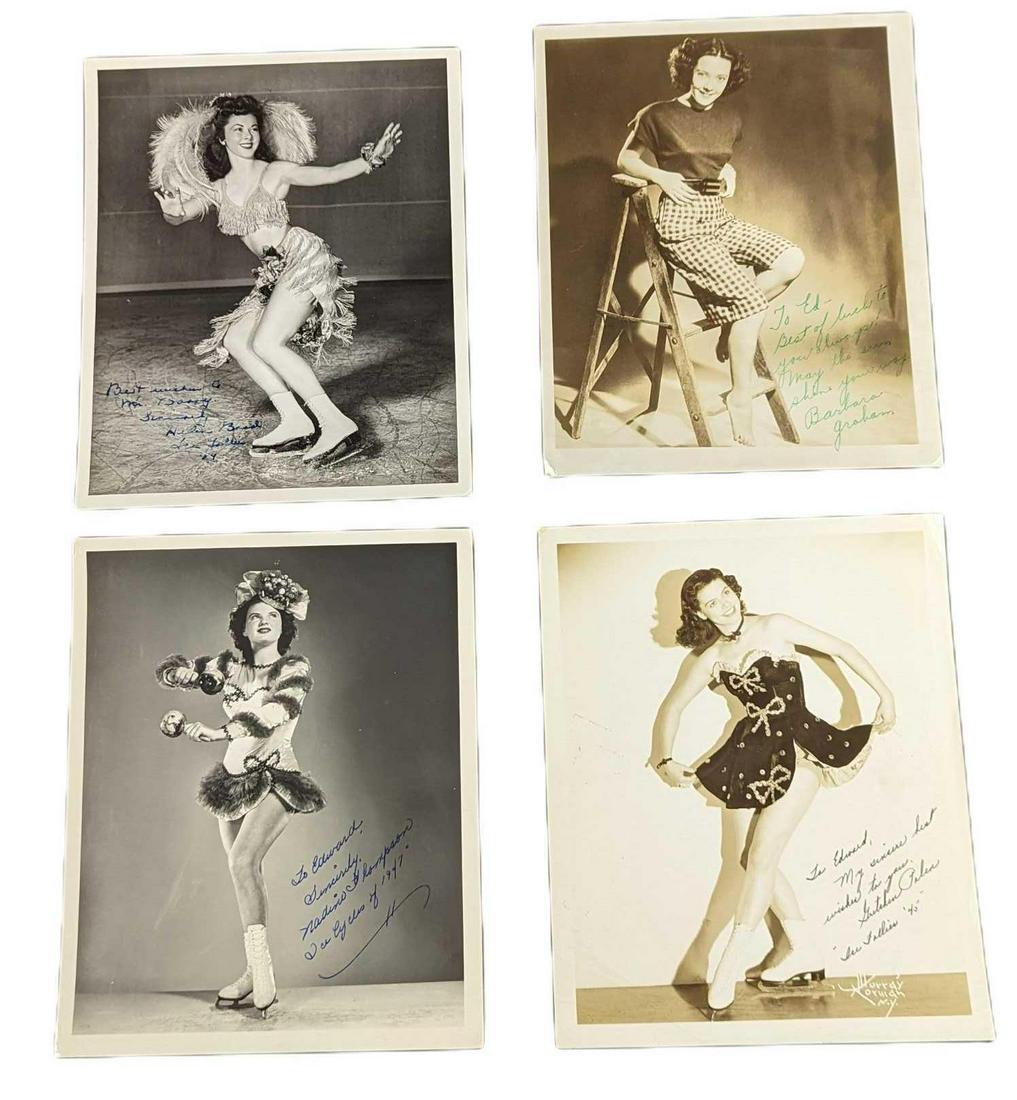 Four Vintage Female Ice Skater Autographed Photos (1 of 10)