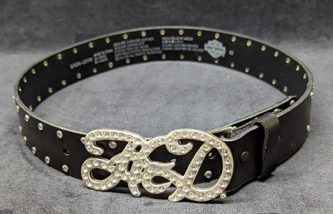 Harley Davidson Women's XS Rhinestone Leather Belt (1 of 7)