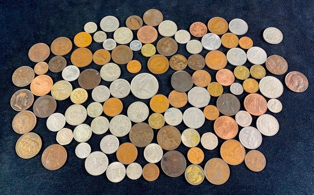 Lot of 100 Vintage British Coins (1 of 4)