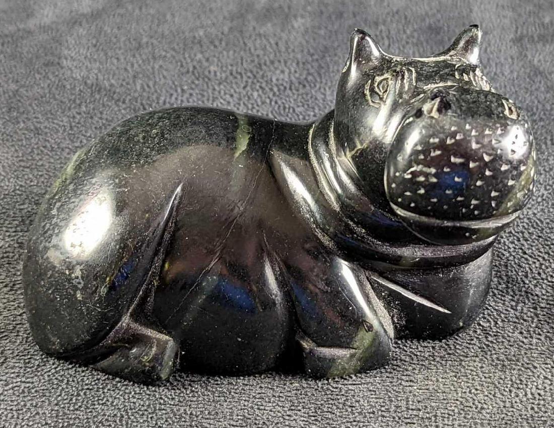 Hippopotamus Serpentine Stone Carving Sculpture (1 of 5)