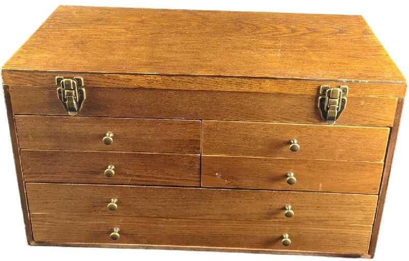 Vintage Wooden Machinist Tool Box Chest (1 of 13)