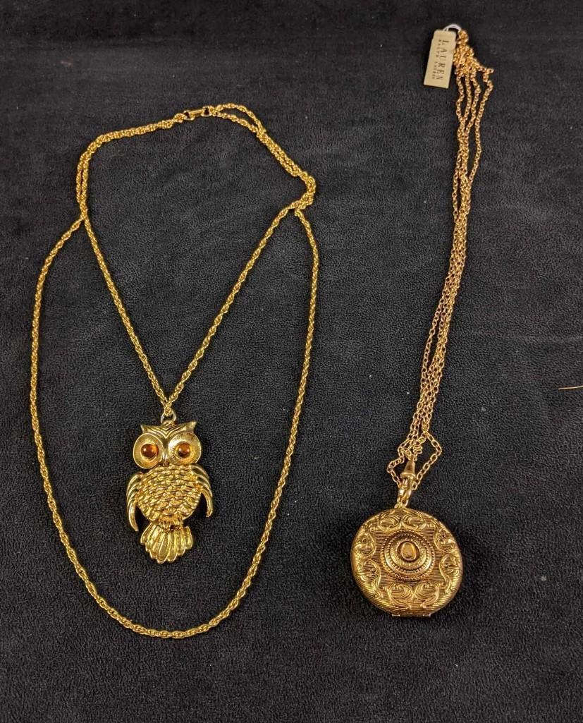 Ralph Lauren Necklaces Gold Toned, Owl And Locket (1 of 5)
