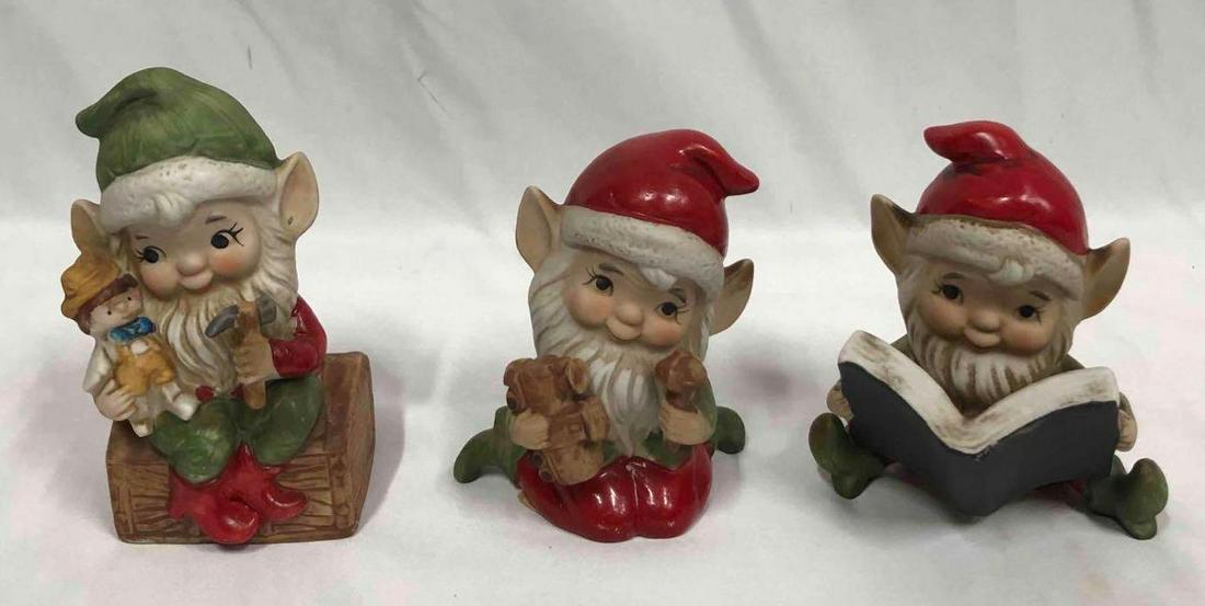 Vintage Porcelain Homco Elves/Gnomes Set Of 3 Christmas Figurines (1 of 7)
