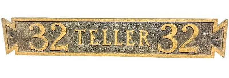 Vintage Brass Bank Teller Sign 32 (1 of 5)