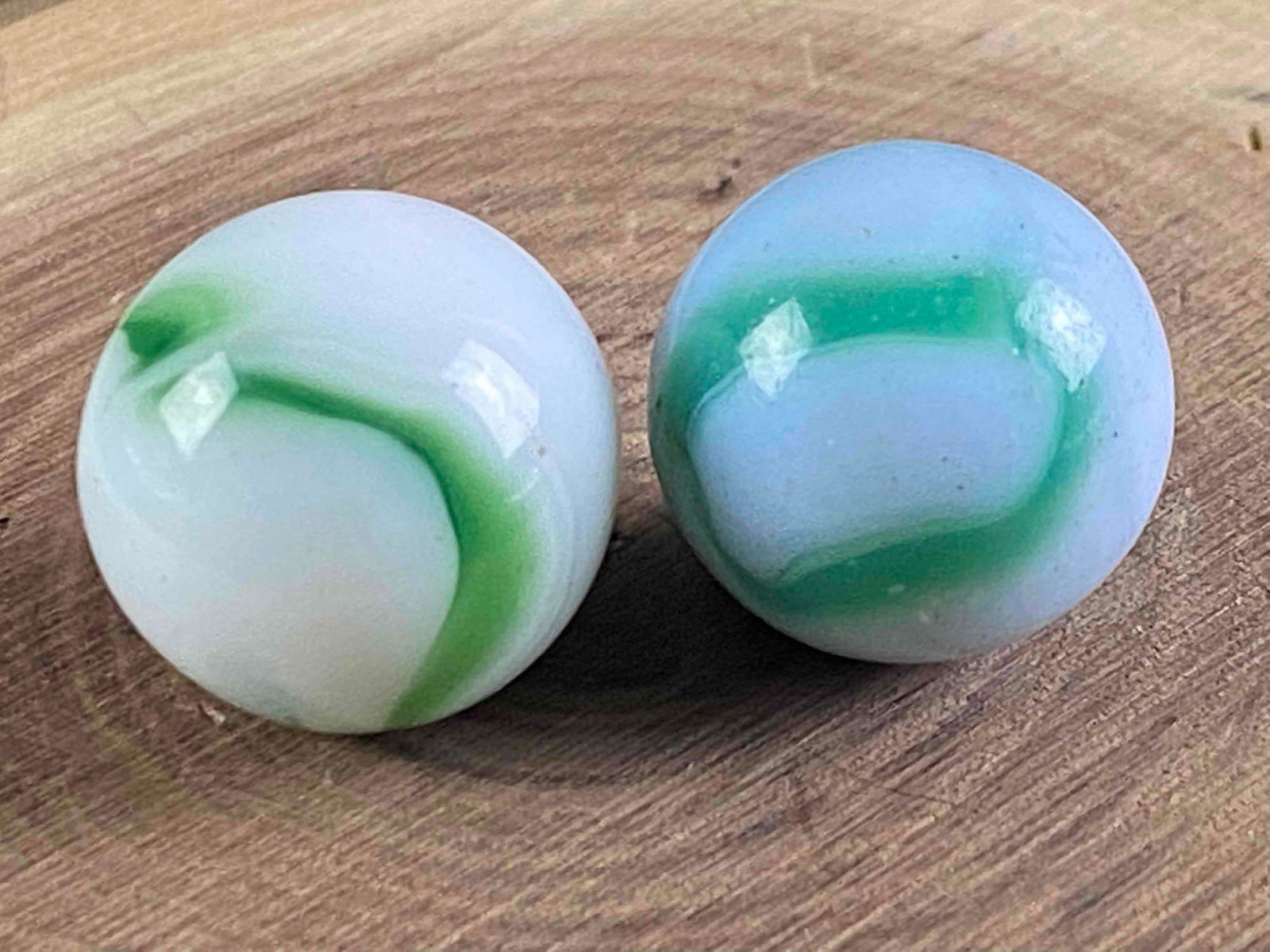 Antique Green White Marbles: These Antique - Vintage Marbles have been researched to the best of our knowledge . We are not experts or graders in this area please view all our pictures they are part of our description . Feel free