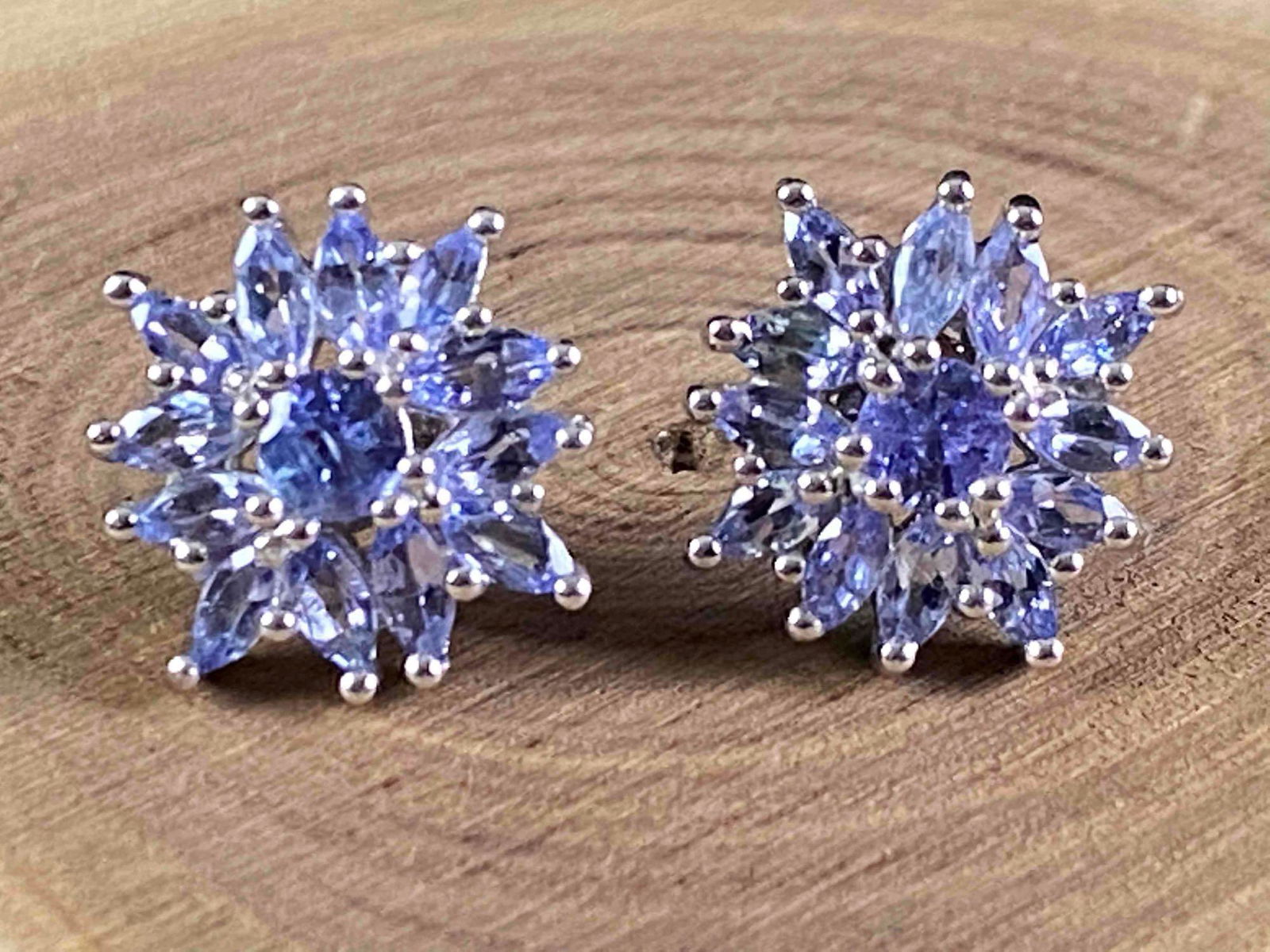 Sterling Star Tanzanite Cluster Earrings (1 of 3)