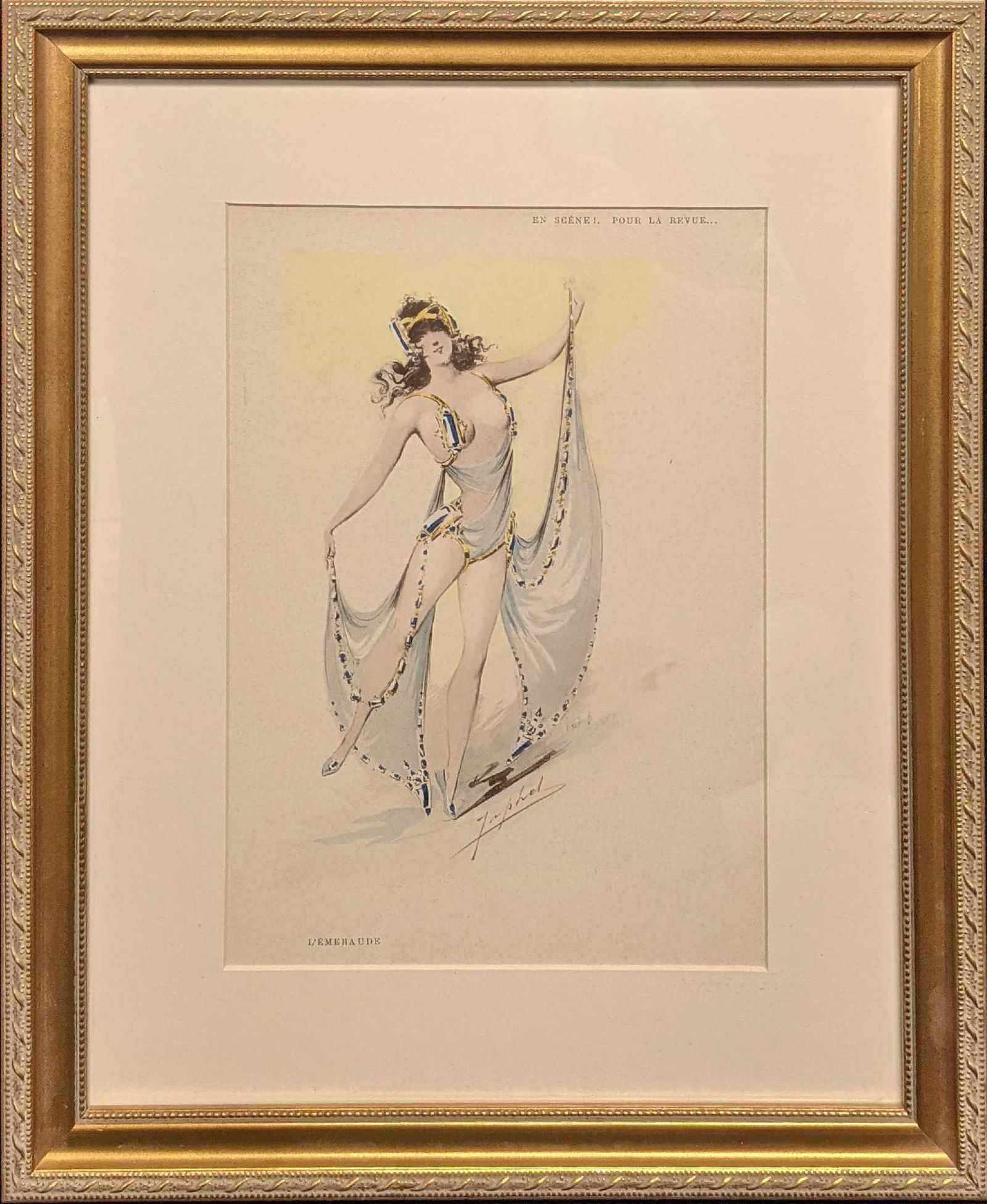 Vintage Framed Color Etching Alexandre Jean Louis Jazet (1 of 5)