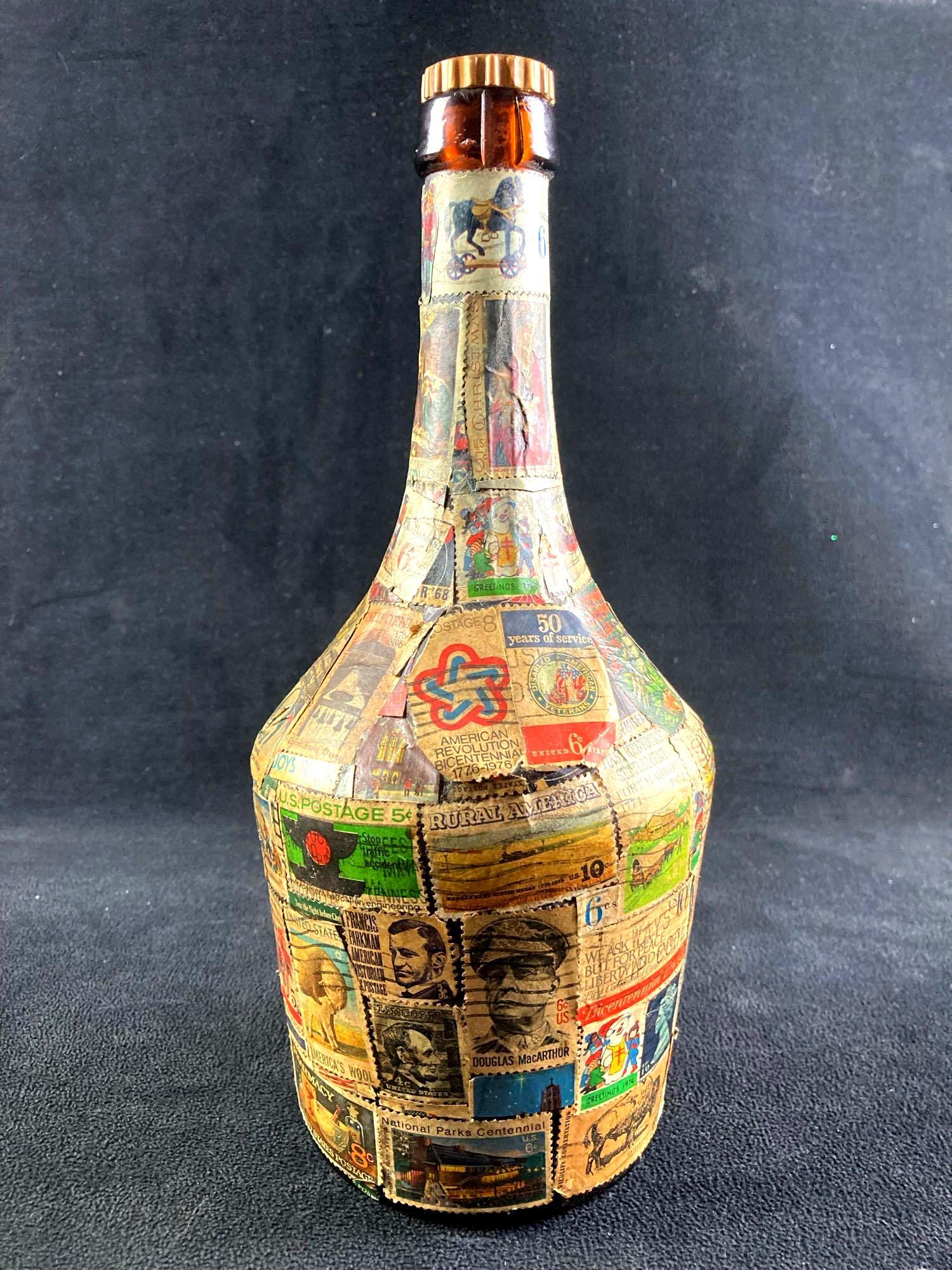 Antique Stamp Covered Bottle (1 of 6)