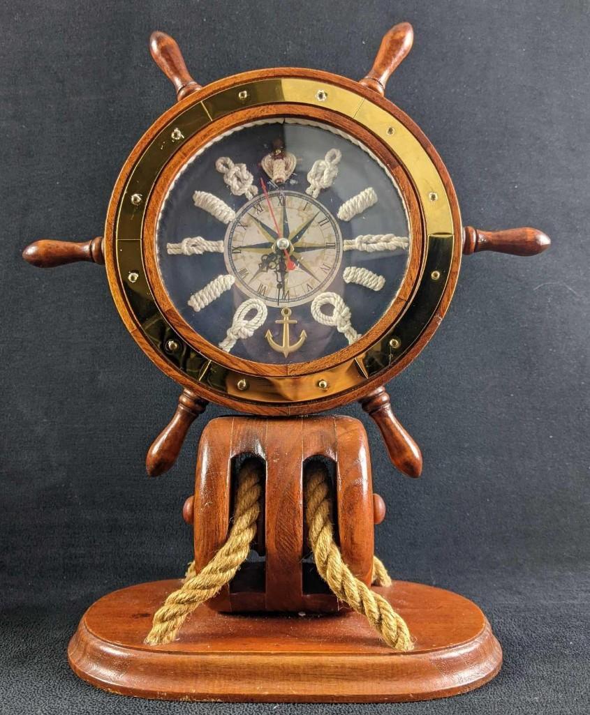 Nautical Ship Wheel Clock Wooden Clock (1 of 6)