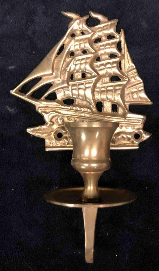 Vintage Brass Ship Candle Holder (1 of 4)