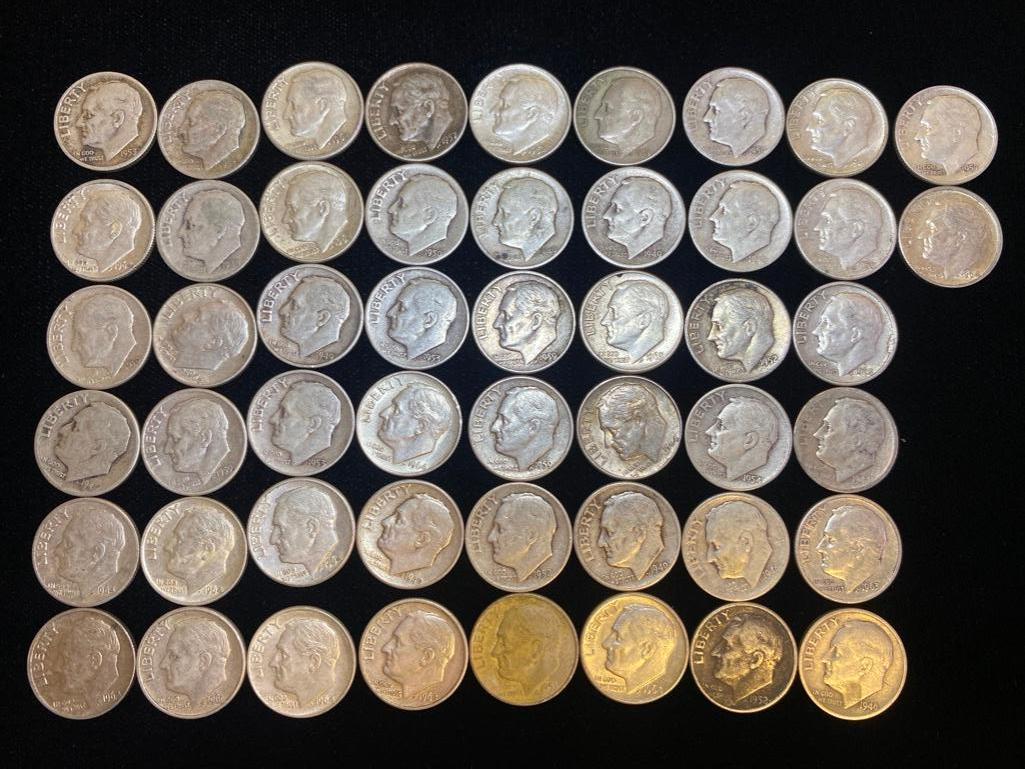 Mixed Date Lot of 50 Silver Dimes (1 of 6)