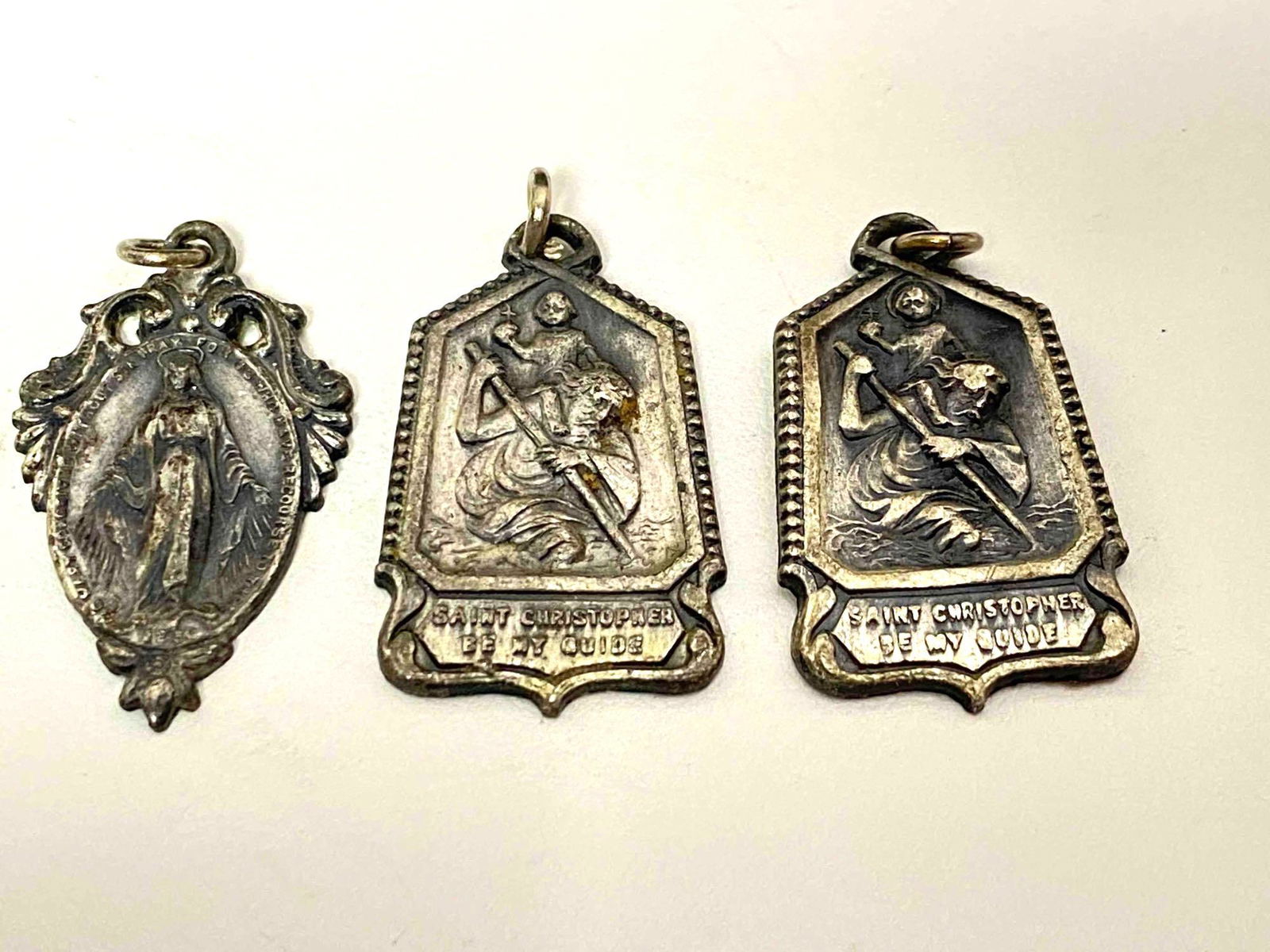 Lot Of 3 Vintage Sterling Silver St Christopher Religious Charms (1 of 2)
