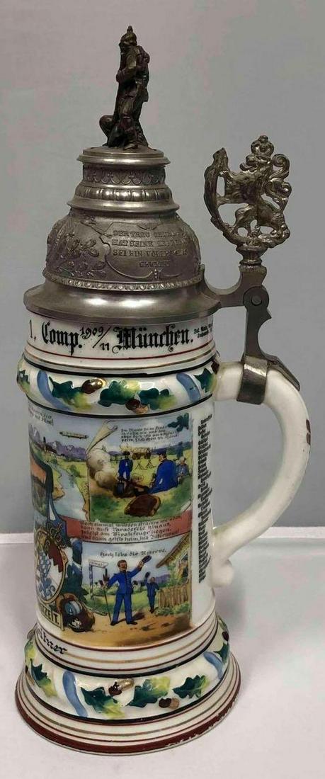 German Lithophane Regimental Beer Stein Soldiers With Pewter Lid (1 of 13)