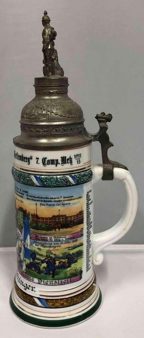 German Lithophane Regimental Beer Stein Soldiers With Pewter Lid (1 of 10)