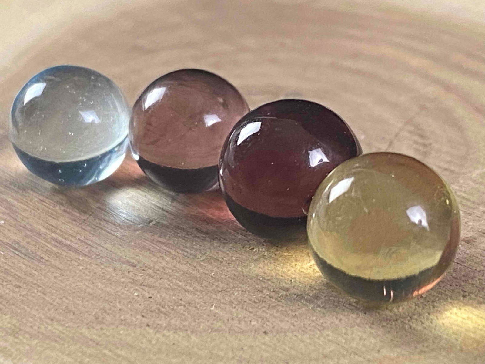 Lot Of 4 Small Vintage Handblown Solid Color Clear Glass Marbles (1 of 4)