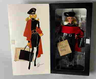 1995 Bloomingdales Donna Karan Barbie New York Limited Edition & Price Guide Book: 1995 Bloomingdale Donna Karan Barbie New York Limited Edition Never Opened. Mint Condition box has tear front left corner as pictured. Includes 1985 "The World Of Barbie Dolls " Price guide in used co