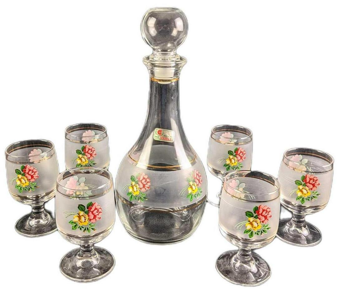 Vintage Italian Lubiana Floral Decanter And Six Glasses (1 of 10)