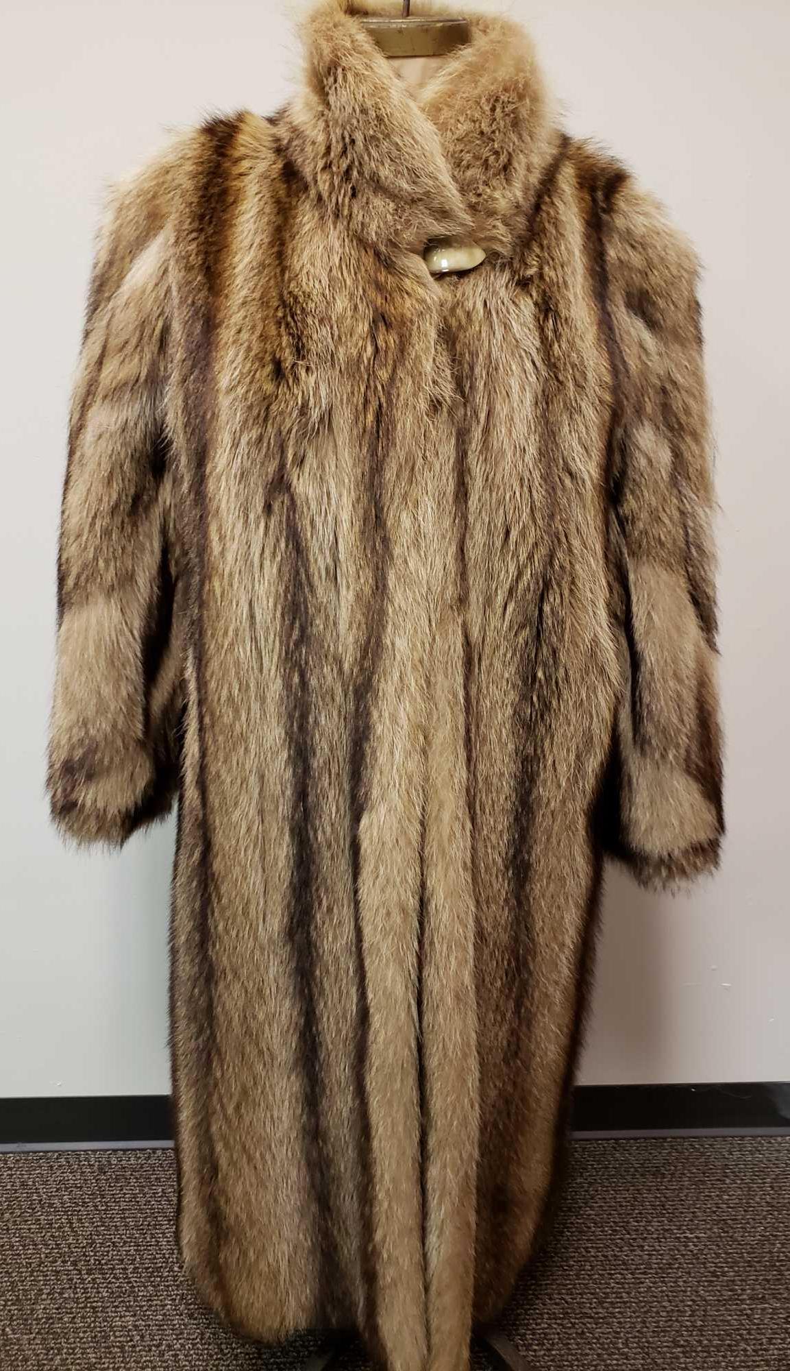 Made in Greece Full Length Tanuki Fur Coat (1 of 9)