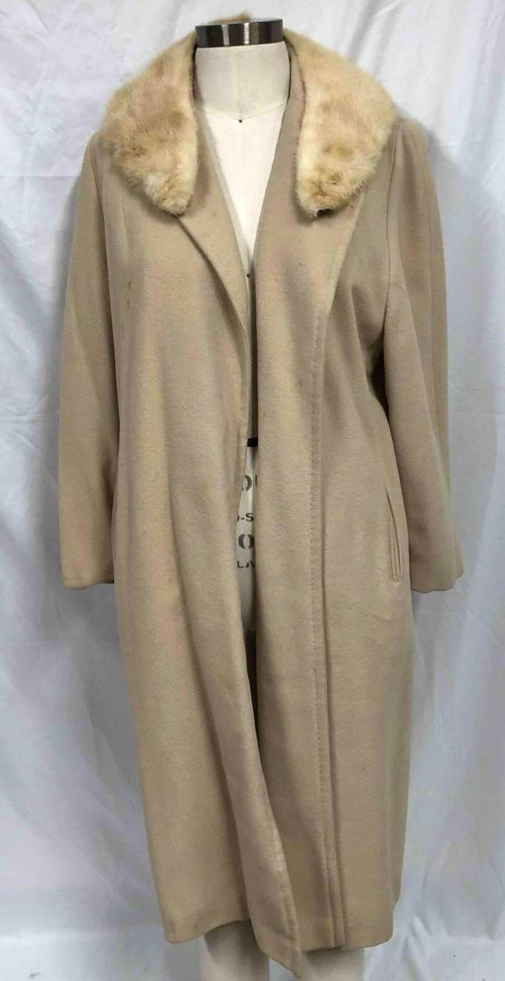 100% Imported Cashmere Fiber Coat with Muskrat Fur Collar Trim (1 of 8)