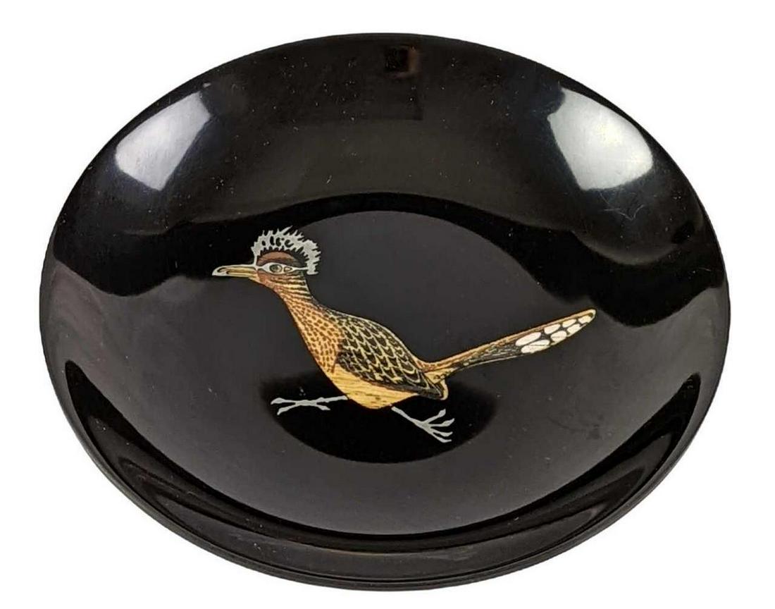 Vintage Mid-Century Couroc Bowl W Roadrunner Design (1 of 3)