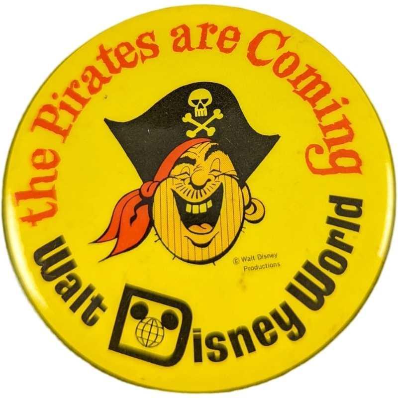 Rare Disney World Pirates Are Coming Button 1973 (1 of 6)