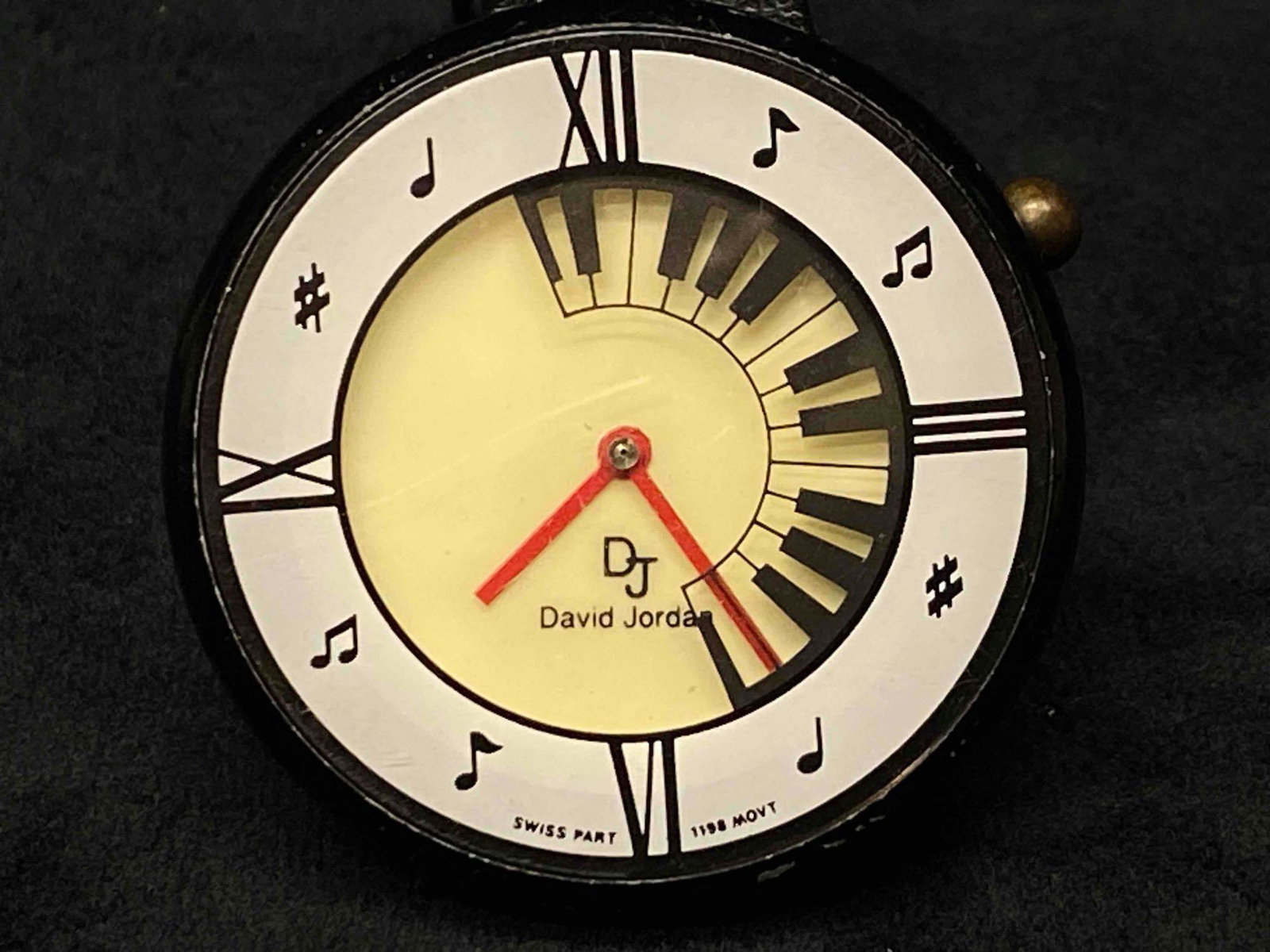 Rare David Jordan Swiss Movement Piano Keys Watch: Rare David Jordan Swiss Movement Piano Keys Watch Needs Battery Needs Pin for strap Original Leather strap Very Light scratch on dial