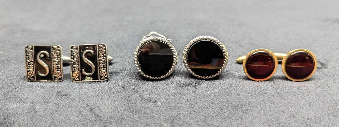 3 Pairs Of Silver Gold Plated Men's Cufflinks (1 of 6)