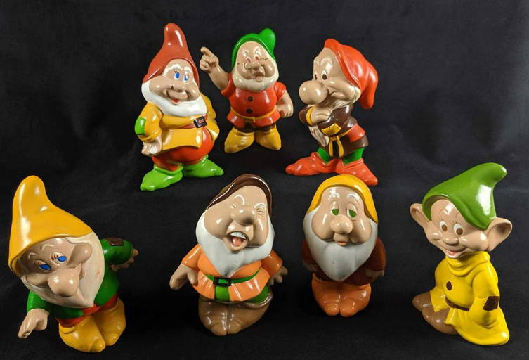 Vintage Ceramic Hand Painted Disney Seven Dwarves Figures