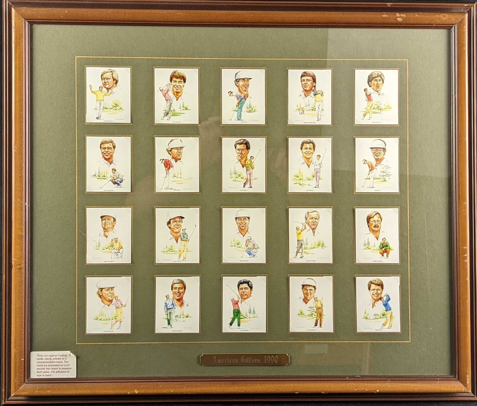 Framed American Golfers 1990 Set Of Twenty Cigarette Trading Cards (1 of 13)