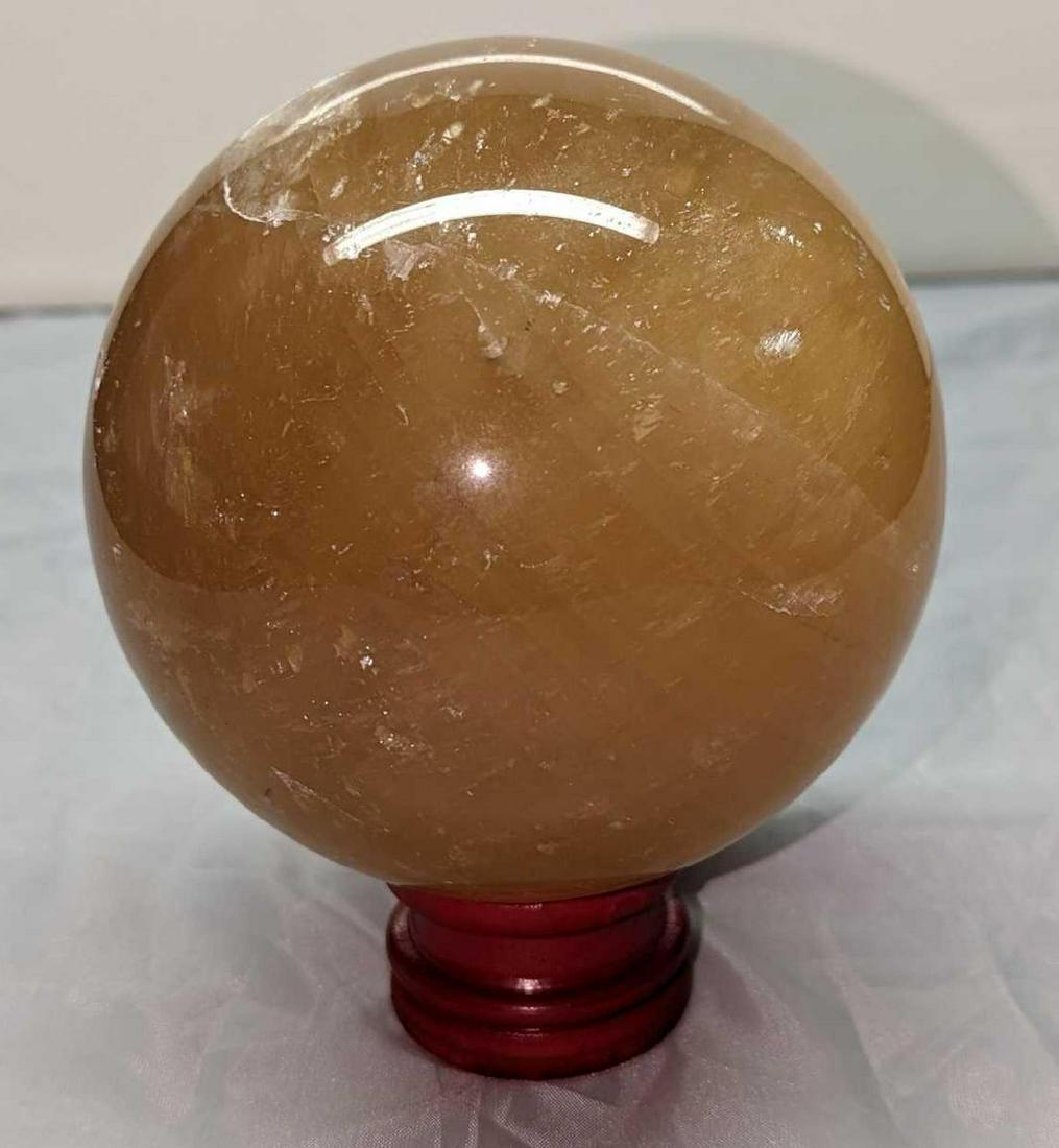 Natural Amber Quartz Rock Crystal Ball