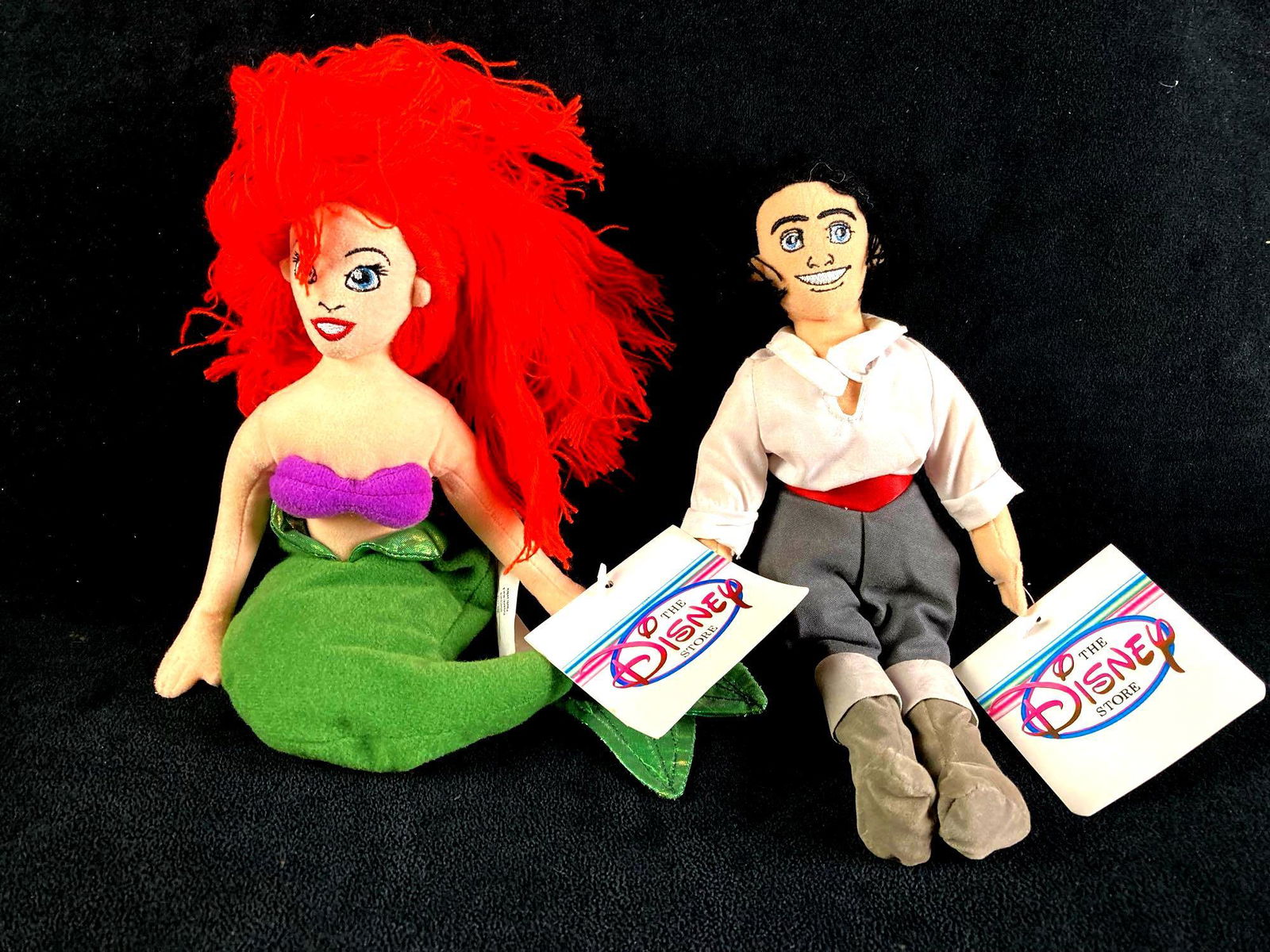 Set of (2) Disney Plush Bean Bag Dolls Ariel and Eric The Little Mermaid (1 of 4)