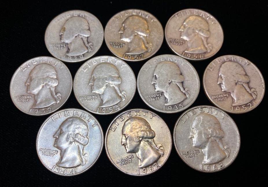 Mixed Date Lot of 10 Silver Quarters (1 of 3)
