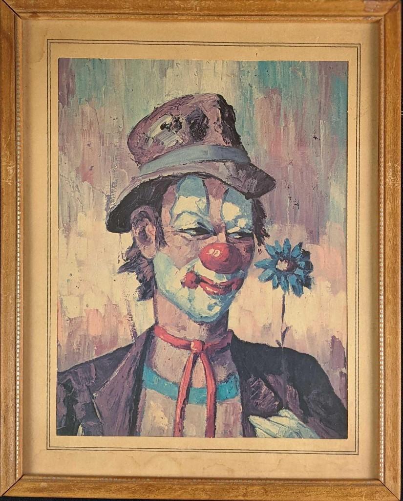 Framed Vintage Hobo Clown With Flower Print (1 of 4)