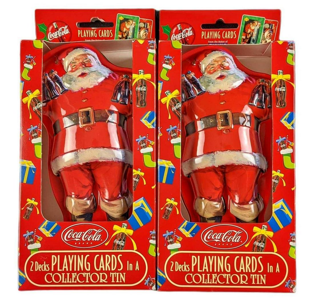 Coca Cola Christmas Santa Tin 4 Decks Of Playing Cards (1 of 6)