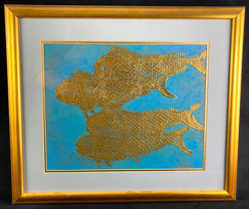 Textured Print of Four Fish (1 of 5)