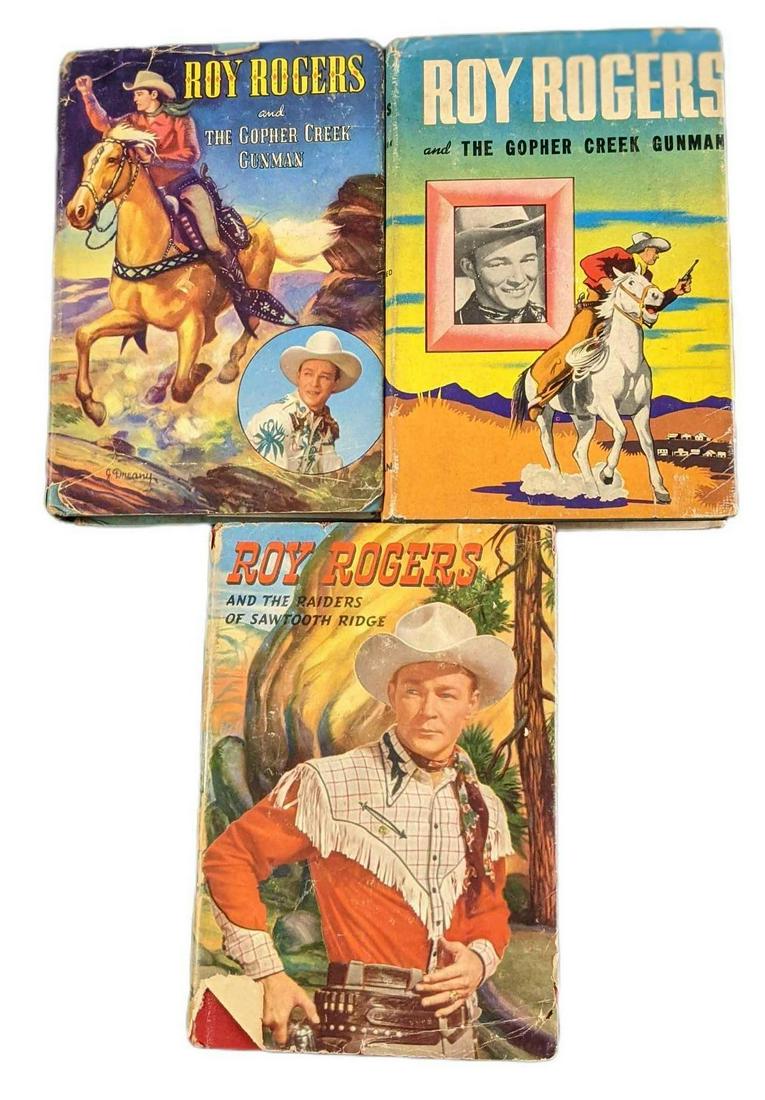 3 Vintage Roy Rogers Hardcover Books Gopher Creek Gunman Raiders (1 of 9)