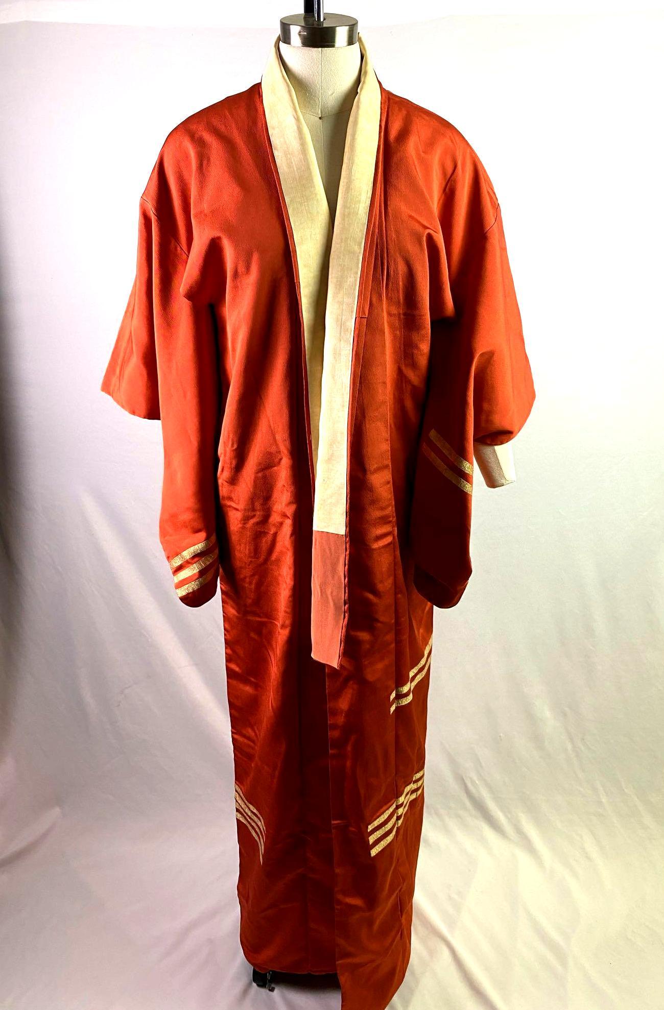 Vintage Orange / Gold Iro Muji (è‰²ç„¡åœ°) Kimono (1 of 10)