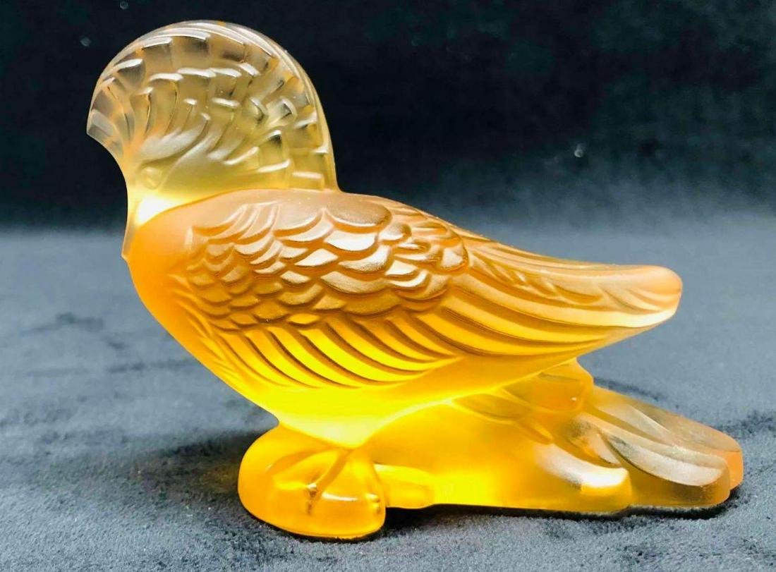 Baccarat Crystal Amber Honey Titi Bird Figurine