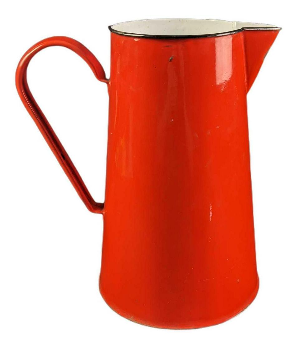 Vintage Enamelware Orange Four Liter Pitcher (1 of 7)