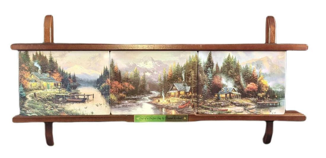 Three Thomas Kinkade End Of The Perfect Day Plates With Holder (1 of 9)