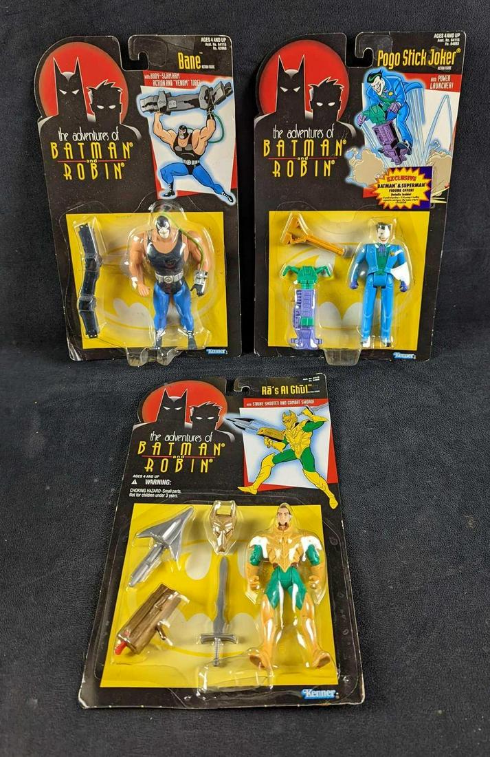 Batman's Foes Bane Ra Al Ghul & Joker Action Figures: Batman's Foes Bane Ra Al Ghul & Joker Action Figures. Bring on the bad guys! This lot of the superstitious and cowardly villains consists of: (1) Ra Al Ghul With Strike Shooter And Combat Swo