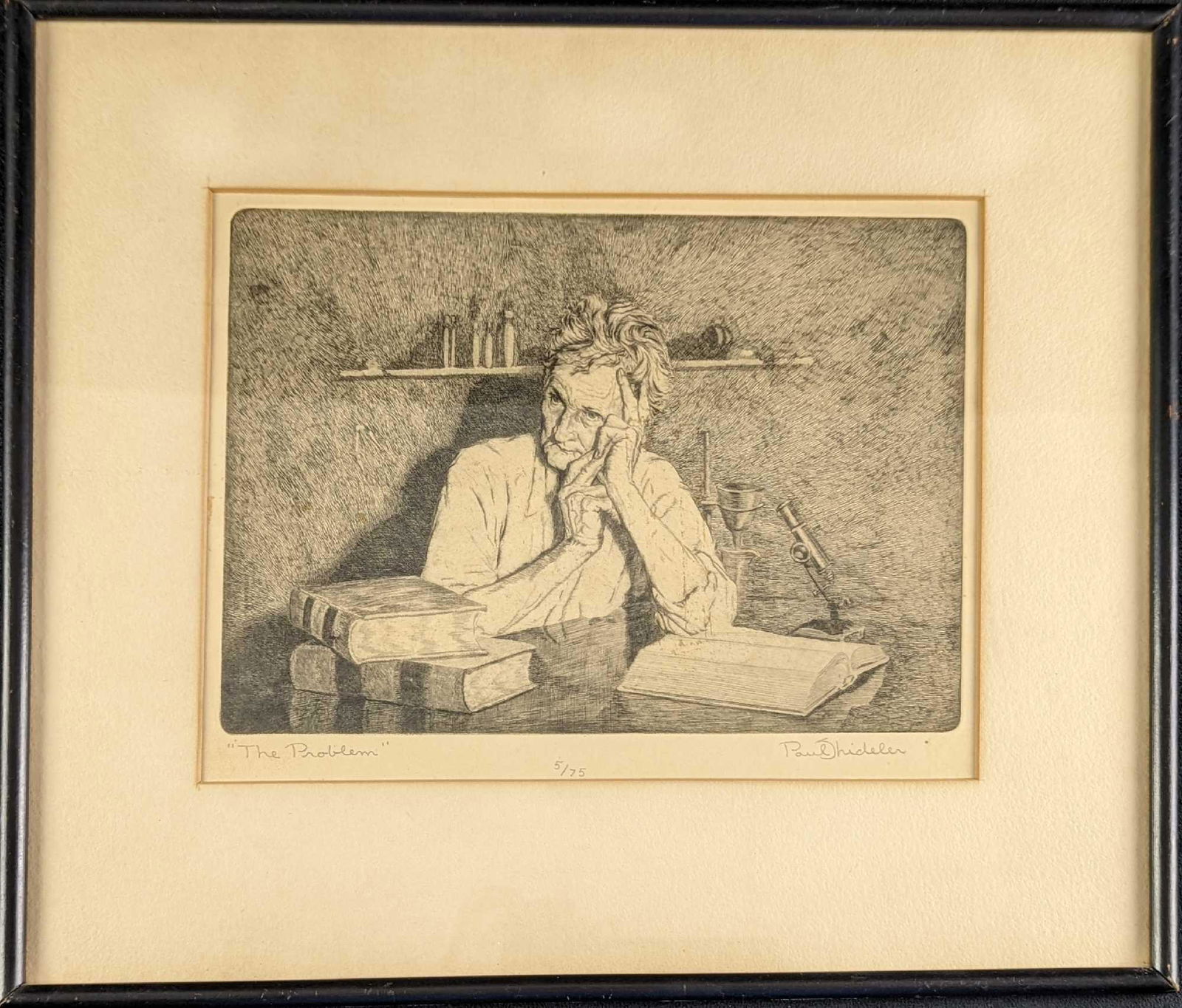 Framed LE Paul Shideler Etching The Problem (1 of 6)