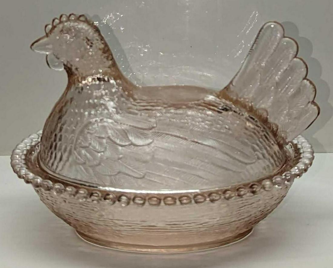 Vintage Indiana Glass Pink Hen Candy Dish With Lid (1 of 8)