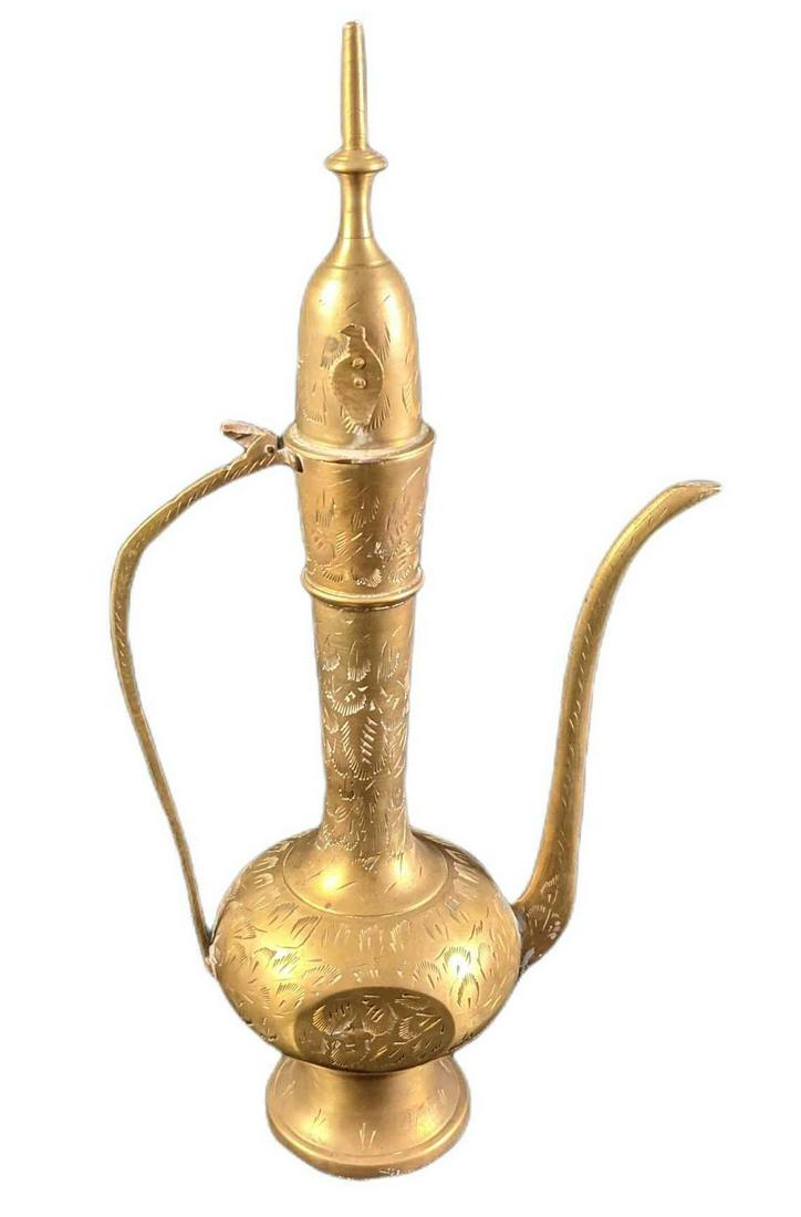 Vintage Brass India Etched Teapot Lamp (1 of 7)