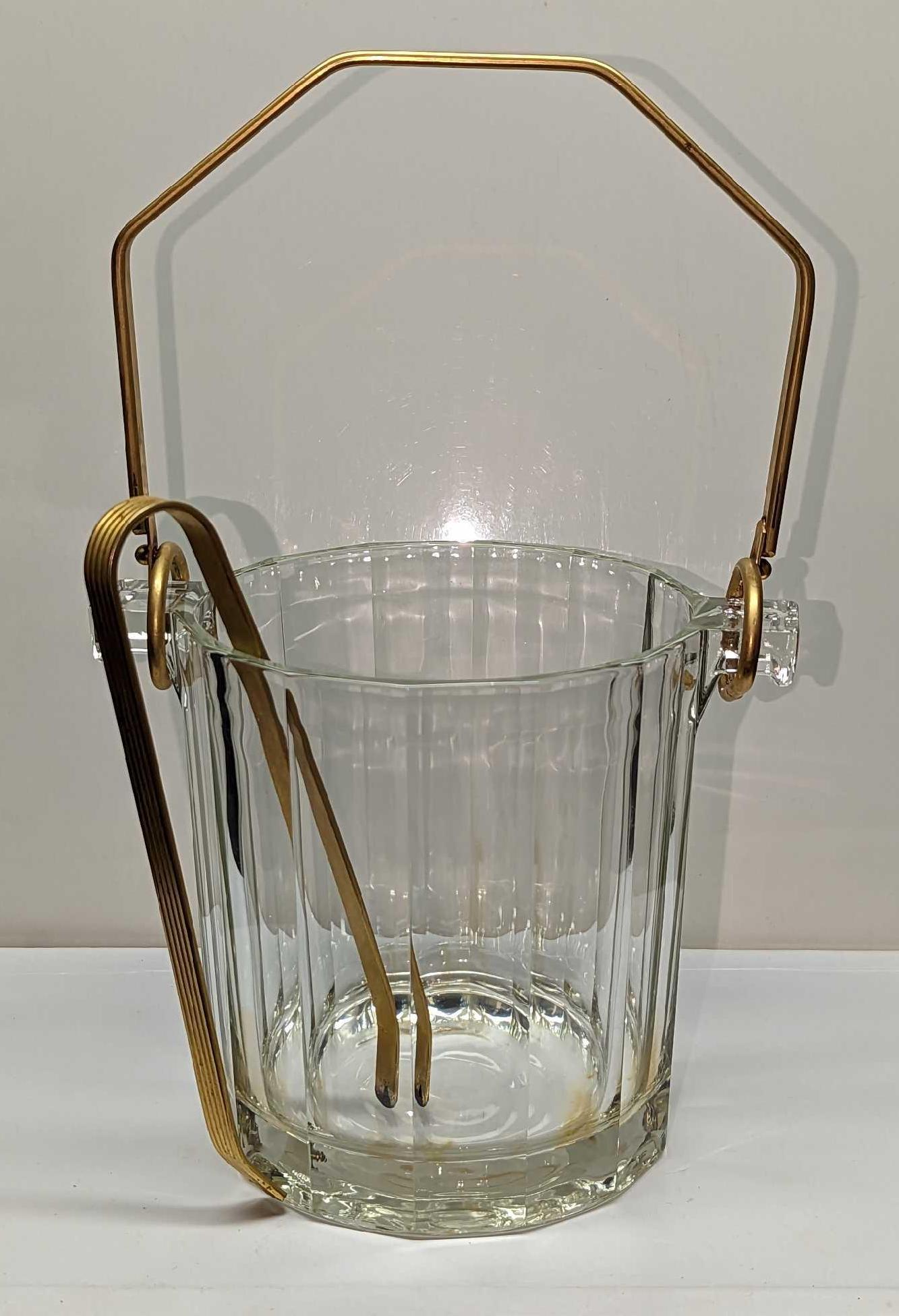Vintage Glass Ice Bucket With Thongs (1 of 8)