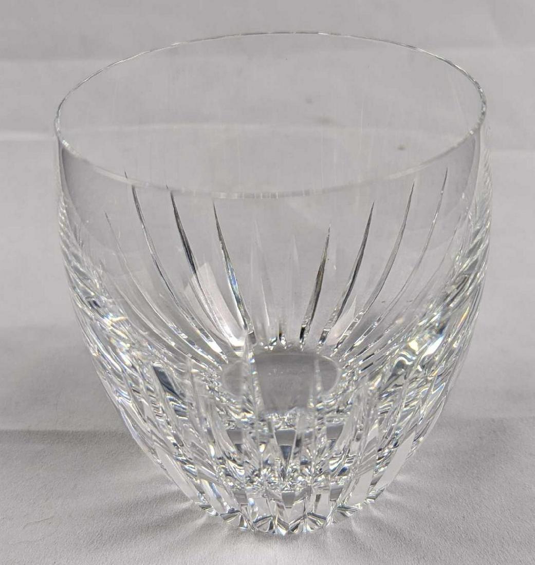 Baccarat Crystal Massena Tumbler: Deep orgue bevel cuts, irradiating from the base, are etched directly into the Clear crystal. The intricate detailing gives the Massena tumbler a barrel-like appearance and a textural feel. This artfu