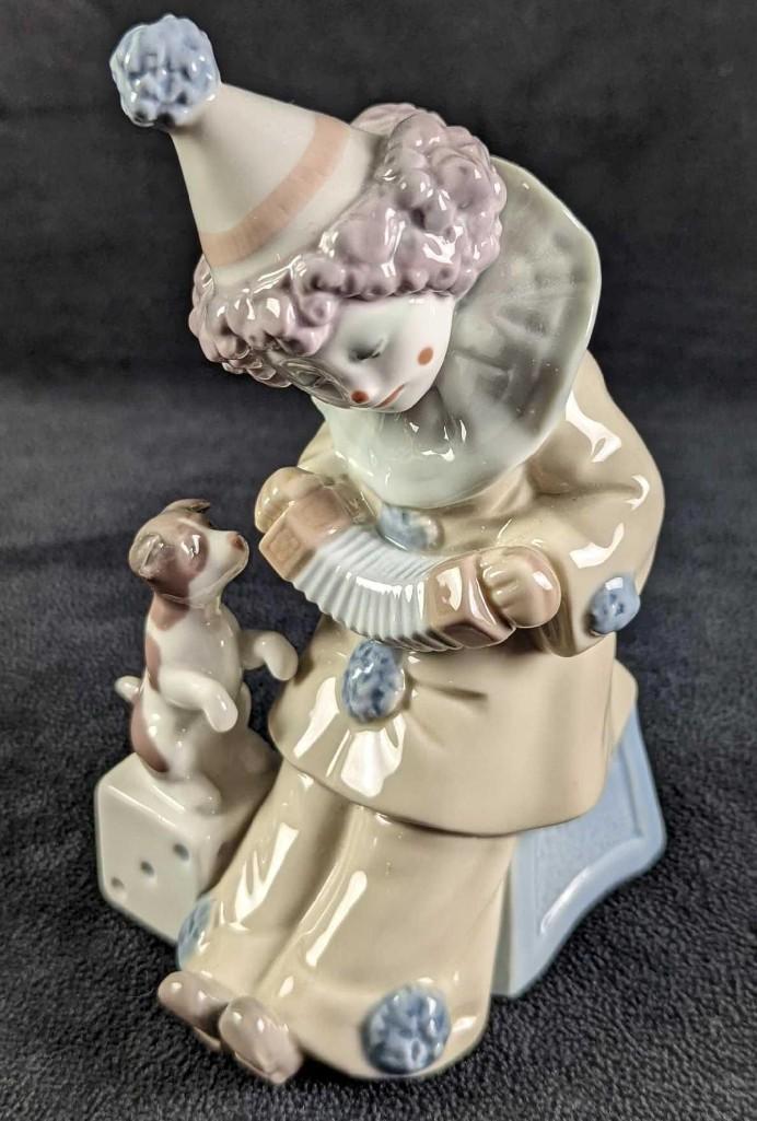 Retired Lladro Pierrot Concertina Figurine Clown W Dog (1 of 7)